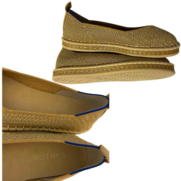 Rothy's The Espadrille Gold Stripe Flat Slip On Shoes - Picture 7 of 10